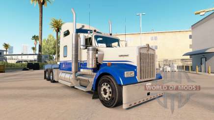 The Blue skin and Gray on the truck Kenworth W900 for American Truck Simulator