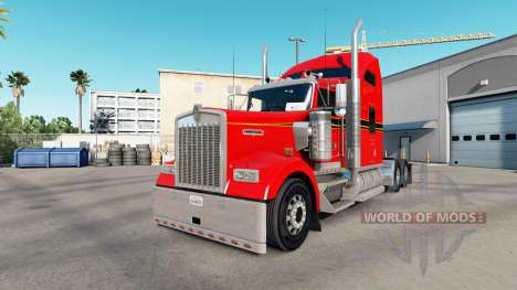 The Skin Red. Gold & Black on the truck Kenworth for American Truck Simulator