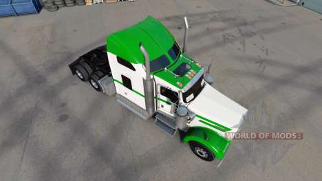 Skin White & Green on the truck Kenworth W900 for American Truck Simulator