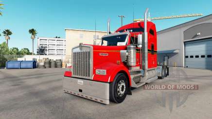 The Skin Red. Gold & Black on the truck Kenworth W900 for American Truck Simulator