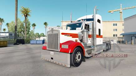 Skin White & Red Kenworth W900 tractor for American Truck Simulator