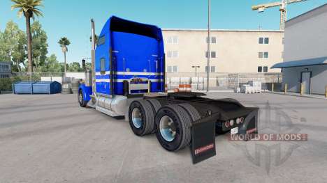 Skin Blue White Stripes on the truck Kenworth W9 for American Truck Simulator