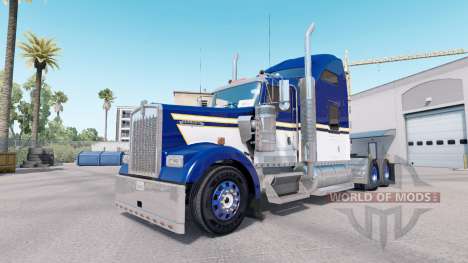 Skin Blue Yellow White for truck Kenworth W900 for American Truck Simulator