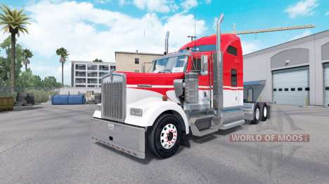 Skin White on Red tractor Kenworth W900 for American Truck Simulator